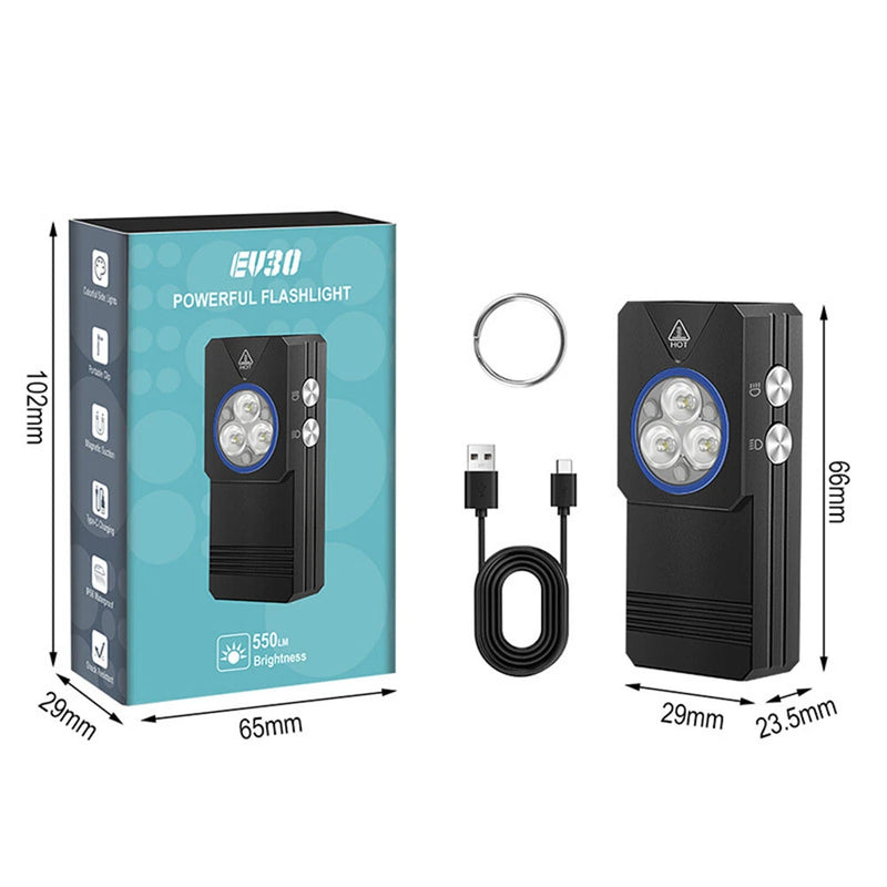 550 Lumens Mini Flashlight Rechargeable Bright Small LED Pocket Flat Light with Clip Magnetic Tail, Keychain Flash Light with Red UV Light,  IP66 Waterproof Outdoor Emergency Work Lamp