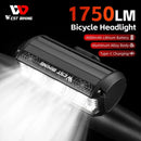 WEST BIKING 1750Lm Super Brightness Bike Headlights 4000mAh Battery Waterproof 4 Light Modes Type-C Rechargeable Aluminum Alloy Mini Front Light for Electric Bike Scooter MTB Bicycle