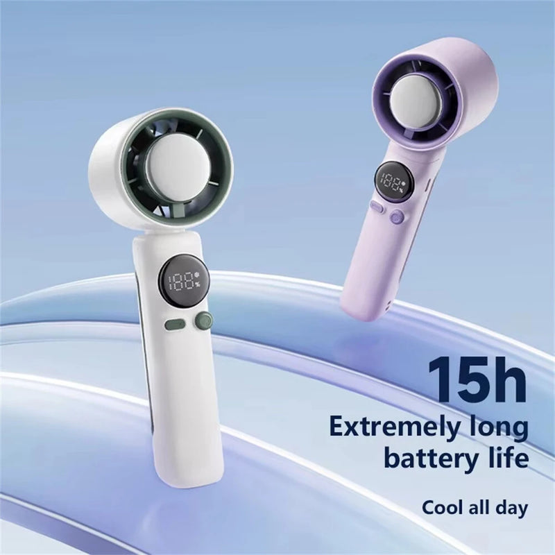 Tevorex Handheld High-speed Small Fan 100-speed Adjustable Wind Turbo Digital Display Ice Cooling Usb Rechargeable Electric Fan