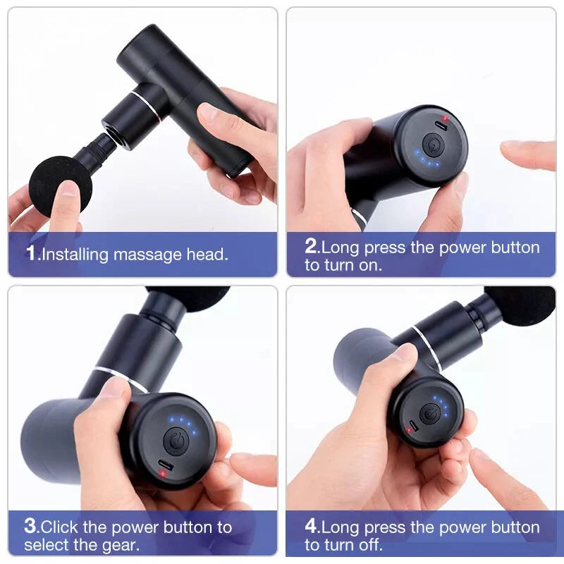 4-Speed Adjustable Mini Fascia Gun Mini Massager Fascia Gun Shock 2800r/Min Muscle Massage Grab Impact Muscle Massage