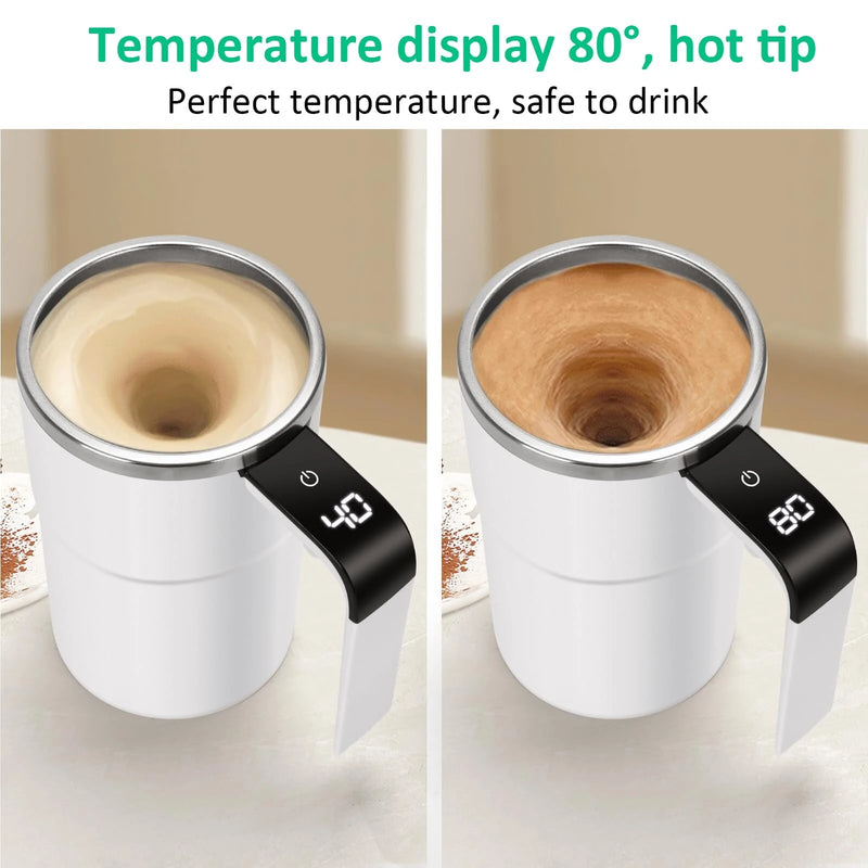 IPRee Intelligent Magnetic Auto-Stirring Cup with LED Display Temperature 380ml Rechargeable Portable Mixing Coffee Mug For Home & Office Use