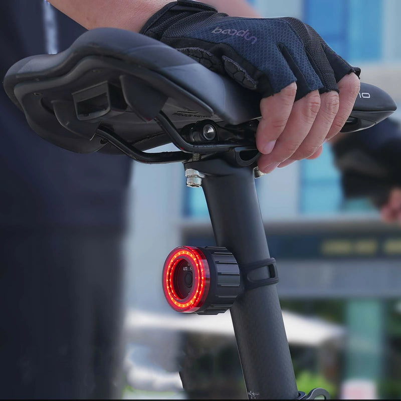 MEROCA Bicycle Rear Light USB Charging High Visibility Multifunction Flashing With Brake Sensor Tail Light MTB Road Bike Lamps