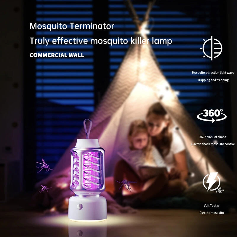 360 Electric Shock Mosquito Killer Lamp USB Charging Portable Household Electric Mosquito Killing Photocatalyst Outdoor Camping Dual Lighting Modes