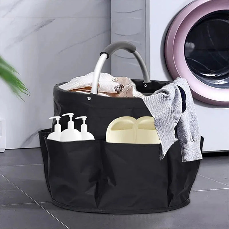 Portable Oxford Cloth Storage Basket Picnic Basket Storage Bag Picnic Bag Wash Storage Swimming Tool Chair Handheld Foldable Storage Basket for Home Travel