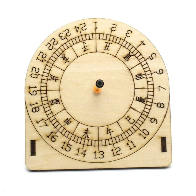 Wooden Sundial Model Assembly Kit DIY Optional with Compass Children's Science Experiment Education Toy Student Technology Small Production