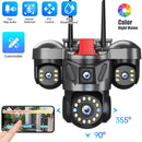 Guudgo 6MP Triple Lens Security Camera Wireless Outdoor WiFi 360 View 10X Zoom Color Night Vision Human Detect 2 Way Audio IP66 Waterproof CCTV Cameras