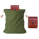 IPRee Foldable Large Capacity Canvas Belt Bag, Pouch, PU Leather Canvas Drawstring Foraging Pouch for Travel Camping Hiking Bag