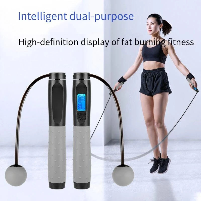 Smart Electric Counting Jump Rope Corded and Cordless 2 in 1 Design 4 Modes Accurate HD Display Calorie Record Free Adjustable Fitness Rope for Muscle Building Strength Exercise