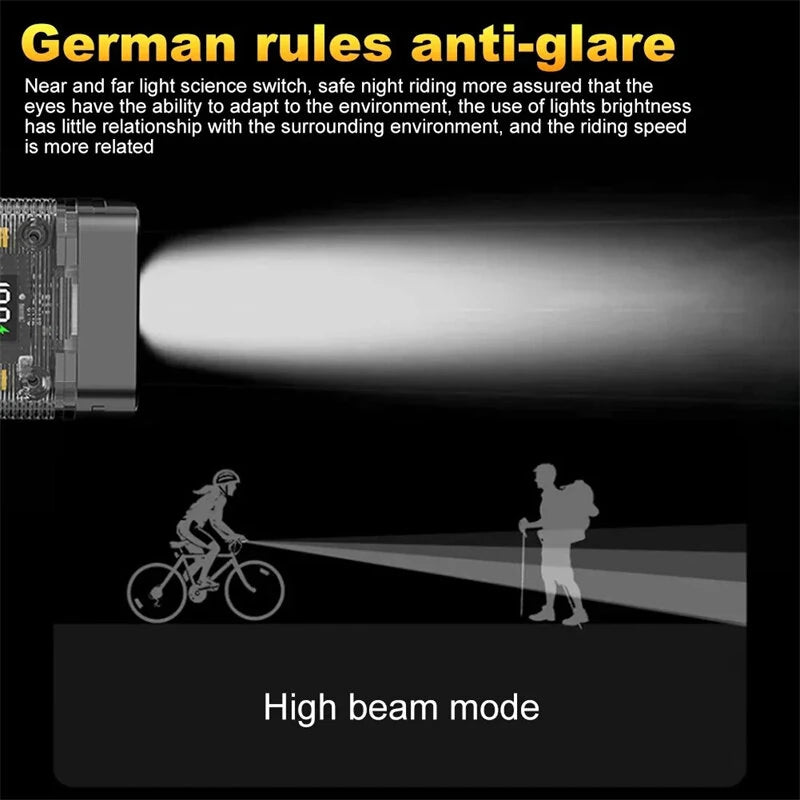 BIKIGHT Bike Headlight 1200mAh Battery Dual Distance Beam Design Waterproof 4 Light Modes Type-C Fast Charge Power Display Bicycle Front Light Flashlight for Cycling