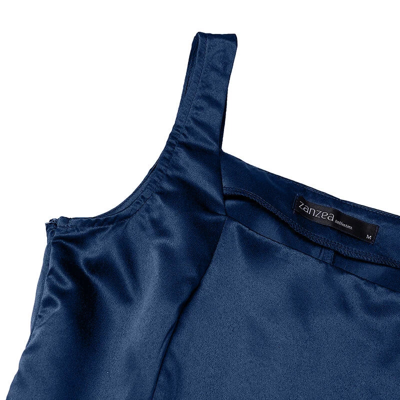 ZANZEA Womens Collect Waist A-Line Sundress Elegant Party Square Neck Tank Dress