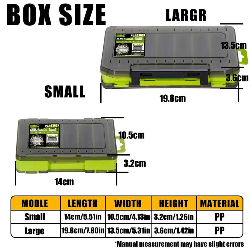 SAMOLLA 12/14 Compartments Double Sided Fishing Tackle Box Y-slot Fishing Gear Organizer Fishing Tool Storage Case
