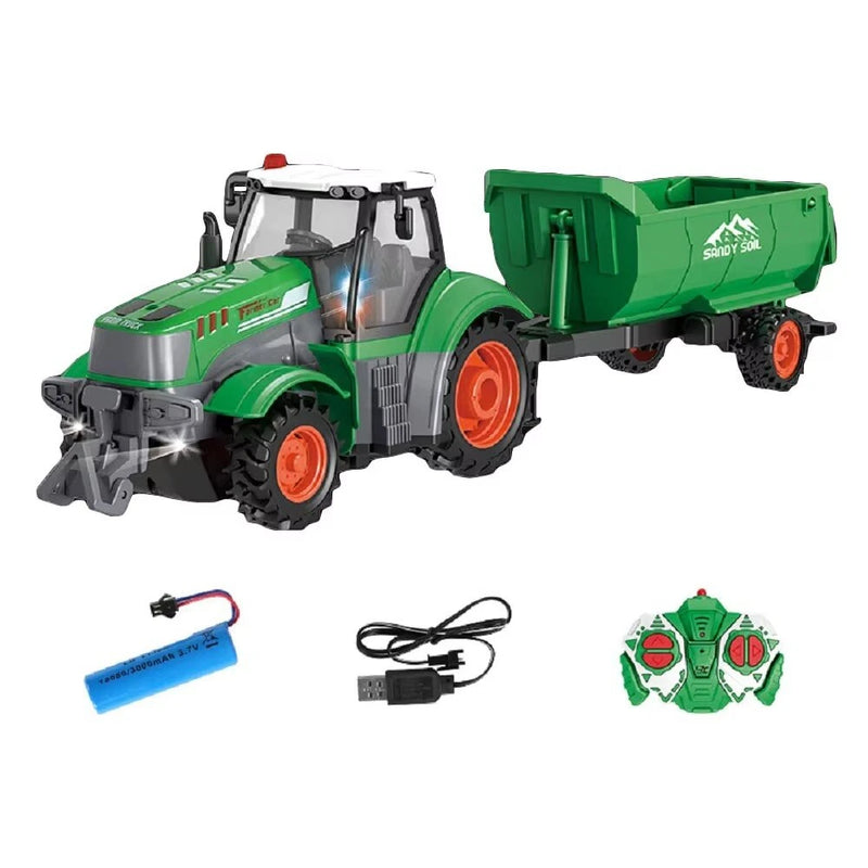 Landi QH205 1/24 27MHZ 4CH RC Car Farmer Series Wood Simulated Transport Model Light Sound Remote Control Toys Boys Dump Truck Engineering Vehicle Set Kids Gifts
