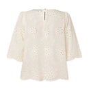ZANZEA Elegant Style Womens Vintage Casual Cotton Crop Shirts Top Vacation Crew Neck Hollow Embroidery Blouses