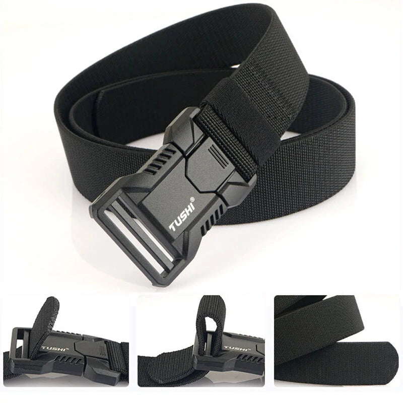 TUSHI 125cm Tactical Nylon Belt Adjustable Quick Release Wear-resistant Lightweight Waist Belt Aluminum Alloy Buckle Canvas Belt Casual Sports Belts for Outdoor Men Women