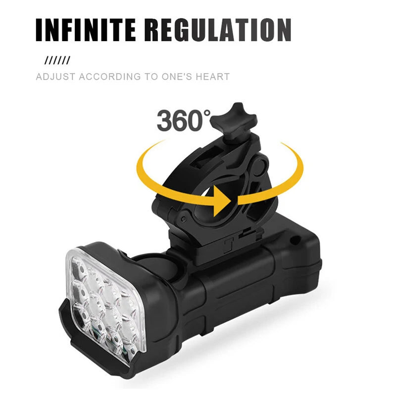 3 in 1 Multifunctional Bike Headlights 12 LED Beads 500Lm Brightness 140dB Bell Alarm 1800mAh Battery Display Power Bank IPX65 Waterproof USB-C Rechargeable 360-degree Adjustment Bicycle Front Light for Night Cycling