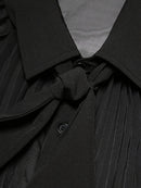 INCERUN Mens Shirt Fashion Black See Through Shirts Long Sleeve Lace Up Bow Knot Black Tops Summer Men Clothing