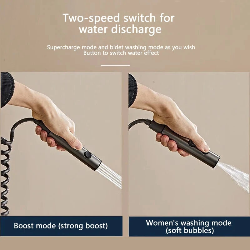 Stainless Steel Toilet Spray Gun Set with Adjustable Modes Spring-Loaded Hose and 360 Support Bathroom Bidet Sprayer for Hygiene Cleaning for Shower Diapers
