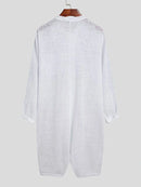 Men Thin Button Up Solid Color Long Sleeve Button Up Jumpsuit