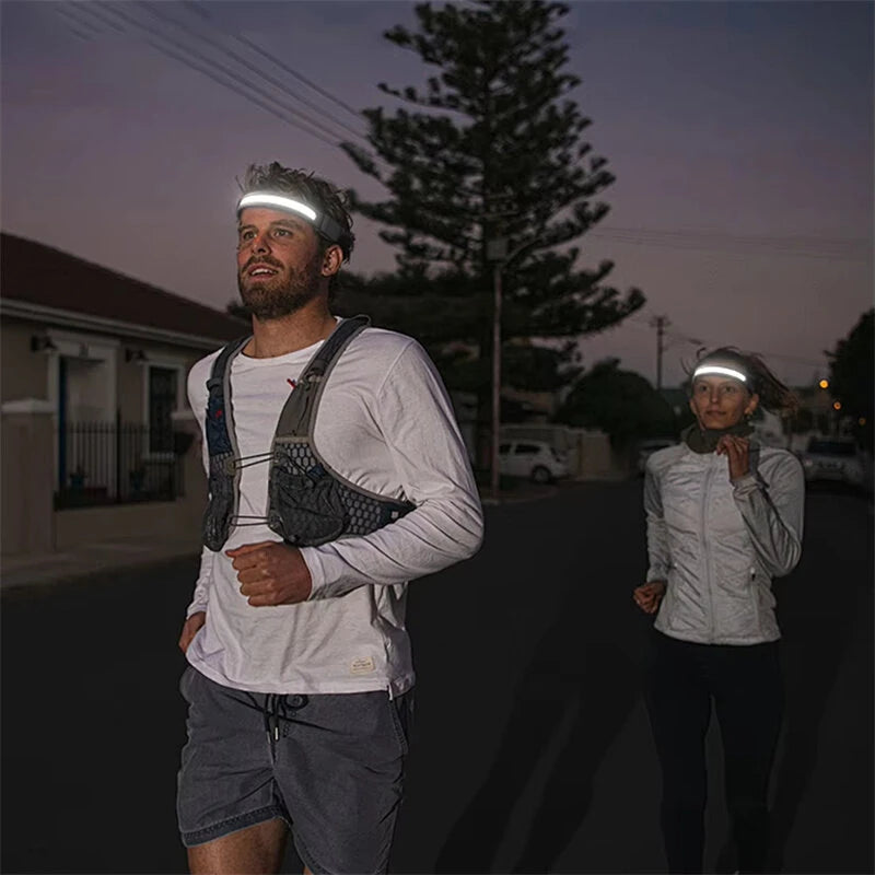 Bikight LED+COB 3 Modes COB Running Headlamp USB Rechargeable Power Dispaly Waterproof Headlight Head Torch for Camping Dog Walking Fishing Hiking Search Light