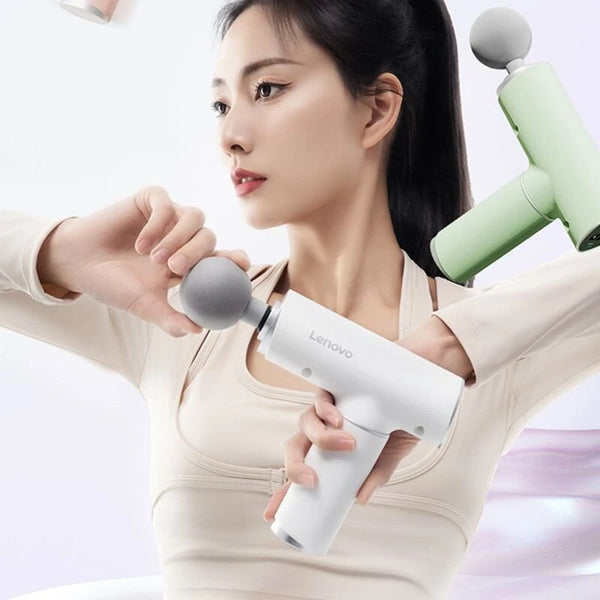 Lenovo Portable Lightweight N2 Fascia Gun 3200 RPM Massage Device with 6 Attachments and 5 Adjustable Speeds, 1800mAh Battery for Muscle Relaxation