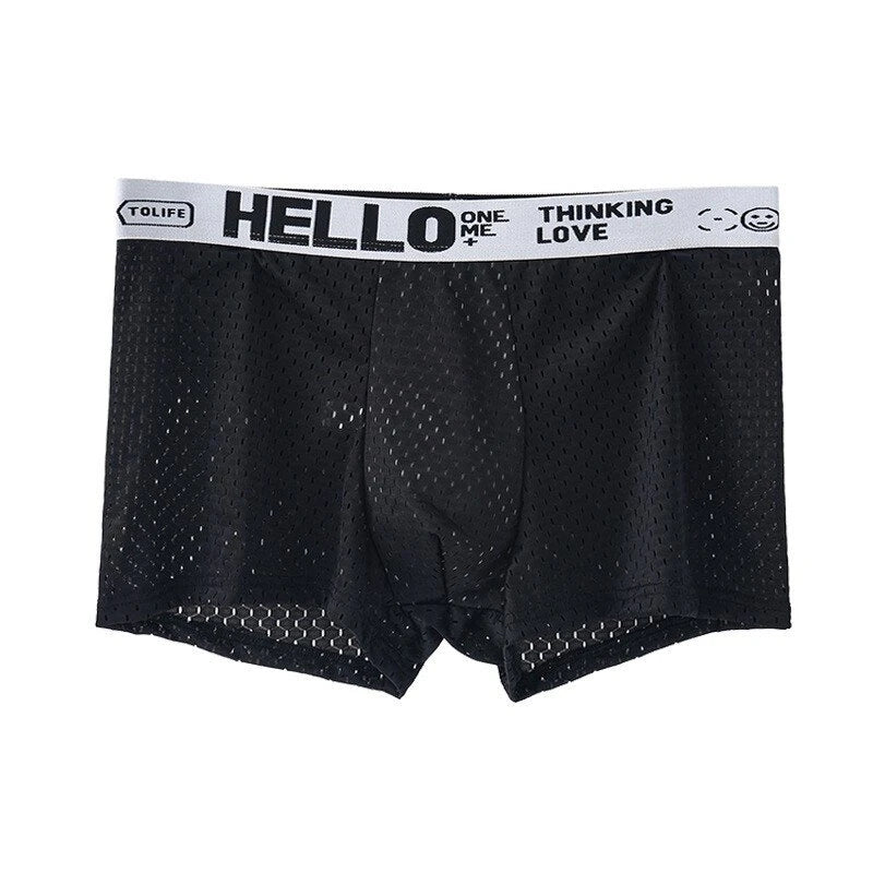 4pcs Men's Boxers Ice Silk Mesh Boxers Shorts Comfortable U Convex Pouch Underwear Loose Breathable Boxers Underpants Male Panties