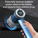 1200mAh Electric Dish Pot Cleaning Brush with 5 Brush Heads Bathroom Professional Cleaning Automatic Handheld Rechargeable Electric Cleaning Brush Kitchen Dishwashing Bottle Brush
