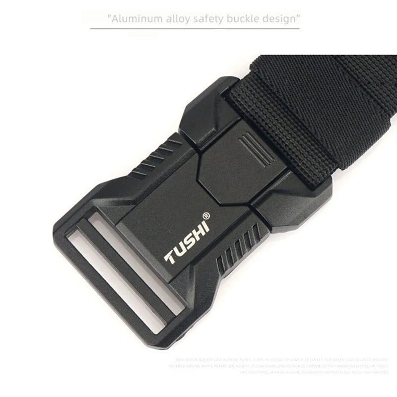 TUSHI 125cm Tactical Nylon Belt Adjustable Quick Release Wear-resistant Lightweight Waist Belt Aluminum Alloy Buckle Canvas Belt Casual Sports Belts for Outdoor Men Women