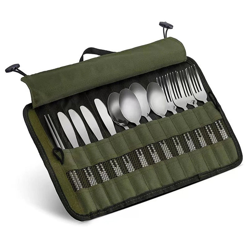 IPRee Cutlery Bag Portable Camping Kitchen Cooking Utensil Set Kitchenware Set Storage Bag Kitchen Gadgets for Barbecue Party Only Bag