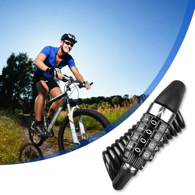 Bicycle Helmet Backpack Lock 4 Digit Combination Steel Wire Cable Lock