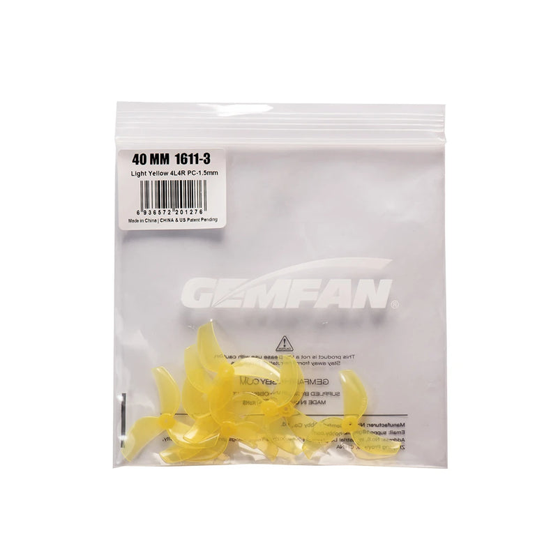 4 Pairs / 8 Pairs GEMFAN 1611 40mm 1.6 Inch 3 Blade PC Propeller 1mm / 1.5mm for FPV Racing Drones Compatible with 0802 1102 Motor