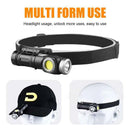 2 In 1 L-shape Flashlight LED Headlamp USB Rechargeable Bright Magnet Strong Mini Torch 90-Degree Adjustable Multi-Functional Outdoor Adventure Tool Compact Clip Light Waterproof Hiking Gear
