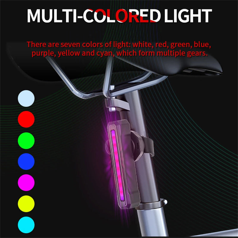 BIKIGHT 10-50LM 1PCS RGB LED Bicycle Smart Sensor Brake Taillight Type-C Charging Waterproof Warning Bike Rear Light for Night Cycling Safety