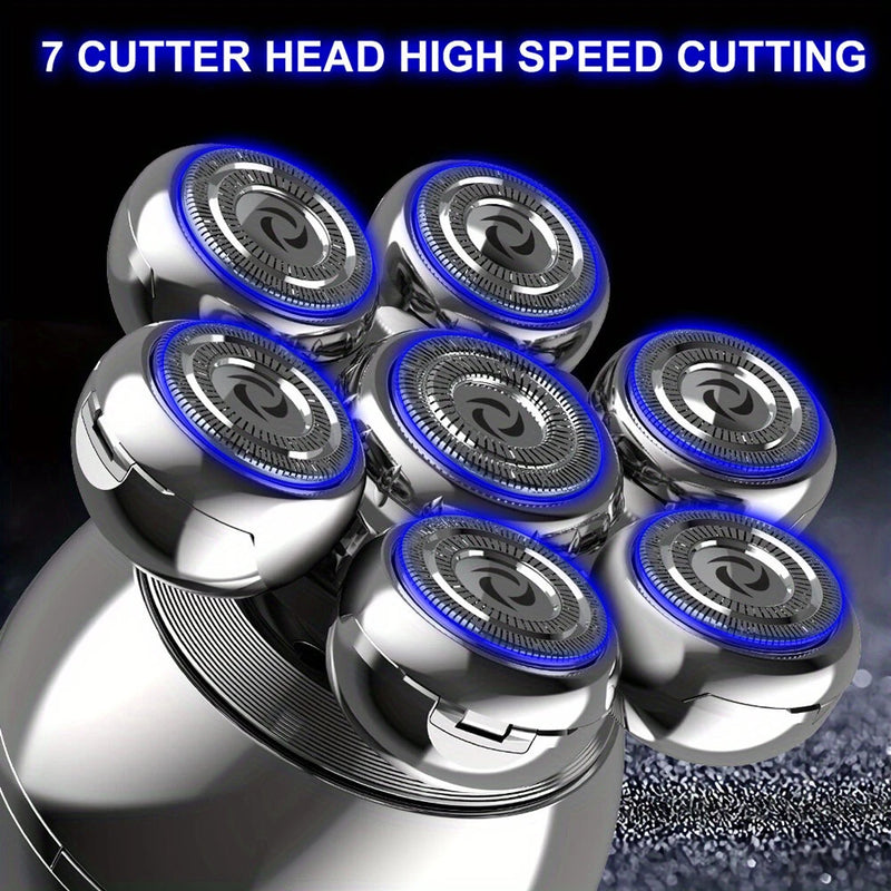5 in 1 Men's Electric Shaver With 7 Blades LCD Display Razor USB Rechargeable Shaver Nose Hair Trimmer Facial Cleaning Brush Set