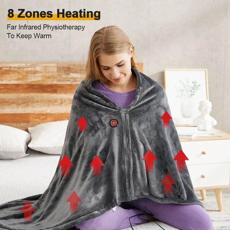 150x80cm USB Electric Blanket Warm Cape Coral Fleece Plush 3 Speed Winter Heater Warming Pad