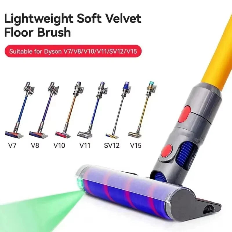 Soft Roller Brush Head forDyson V7 V8 V10 V11 Vacuum Cleaners with Green Lasering Lights High-Density Velvet Attachment
