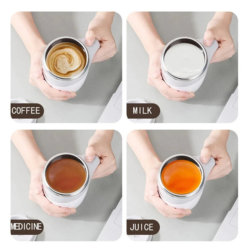 Magnetic Automatic Self Stirring Cup Stainless Steel Temperature Difference Coffee Mixing Cup Smart Blender Thermal Cup