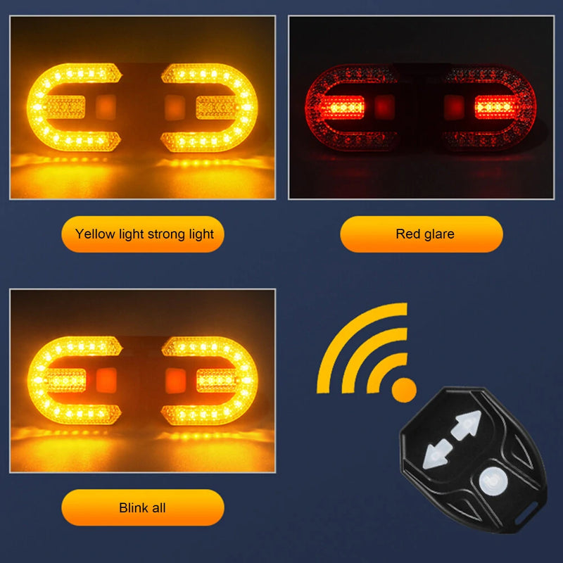 Bicycle Turn Signal Light Wireless Remote Control Bike Taillight USB Rechargeable Bicycle Front Rear Light LED Bike Warning Lamp