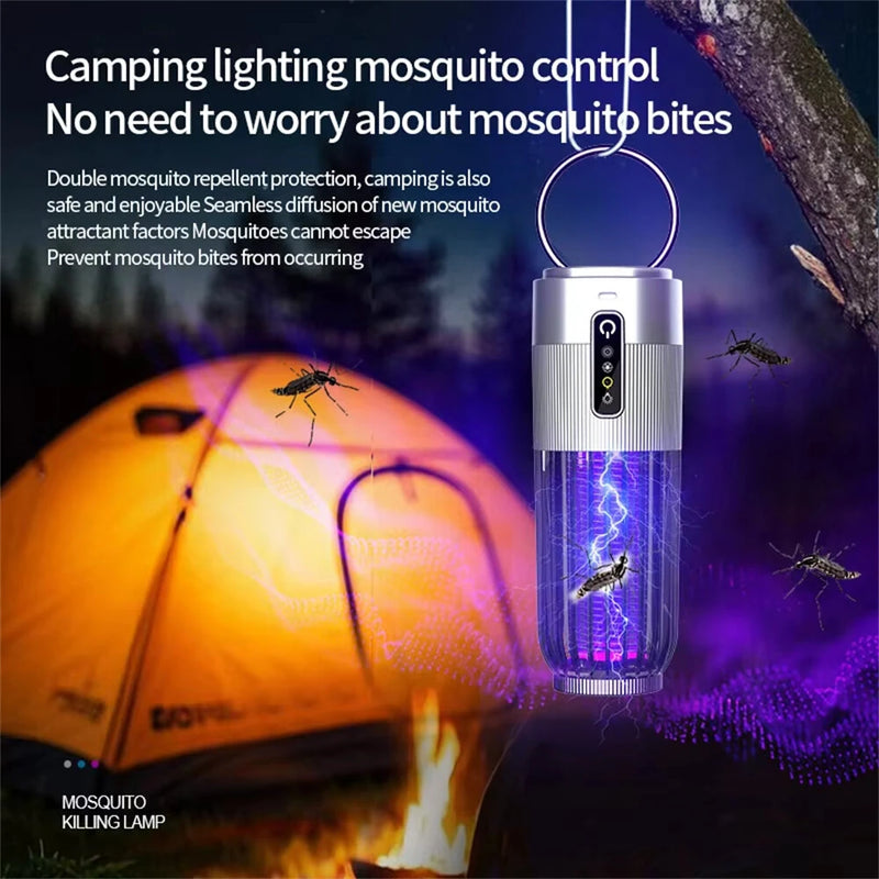2 in 1 Solar Powered Mosquito Killer Lamp LED Lighting 1200mAh Lithium Battery 2500V High-voltage Efficient Bug Zapper Outdoor Camping Night Light
