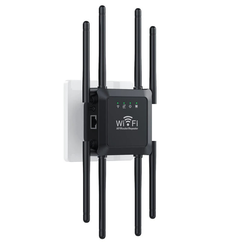 300M WIFi Repeater Wi-Fi Amplifier 802.11N 2.4GHz Wireless Signal Booster Smart Power Extender with 8 Antennas for Office Home Easy Setting