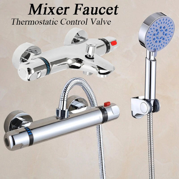 Bathroom Brass Chrome Thermostatic Shower Faucet Mixer Value Dual Handle Bathtub Shower Faucet Cold /Hot Wall Mounted
