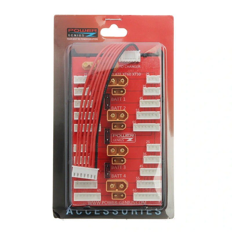 2 IN 1 PG Parallel Charging Board XT30 XT60 Plug Supports 4 Packs 2-8S Lipo Battery