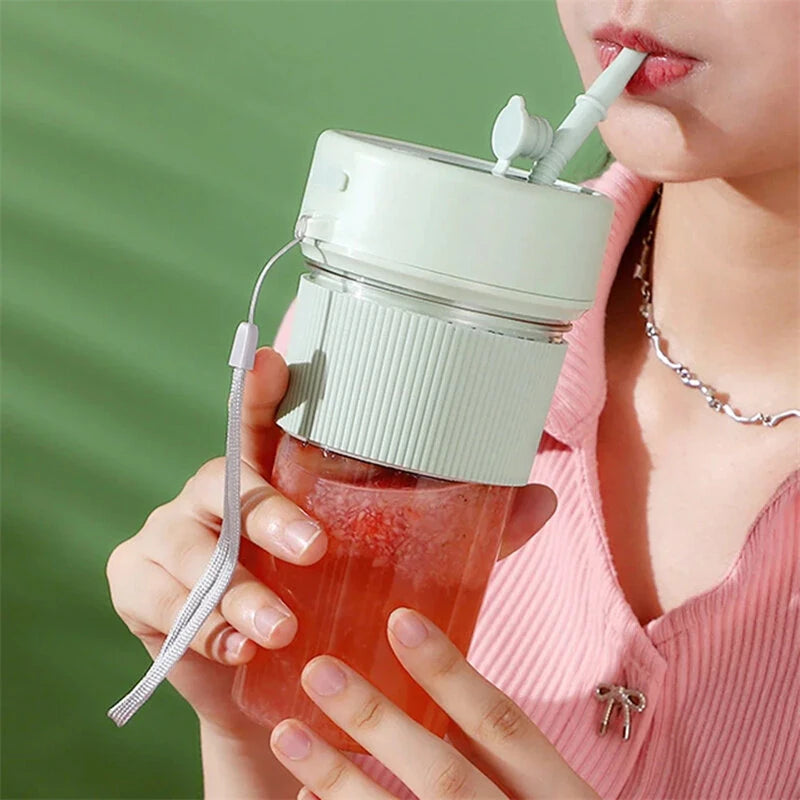 Electric Juicer Wireless Blender 350ml Portable Lightweight Straw Juices Cup Large Capacity USB Charging 6 Blade Reusable Juice Cup