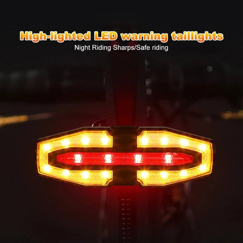 BIKIGHT Bicycle Solar Charging Wireless Remote Control Turn Signal Taillights USB Rechargeable Waterproof Bike Rear Light for Outdoor Night Riding Safety