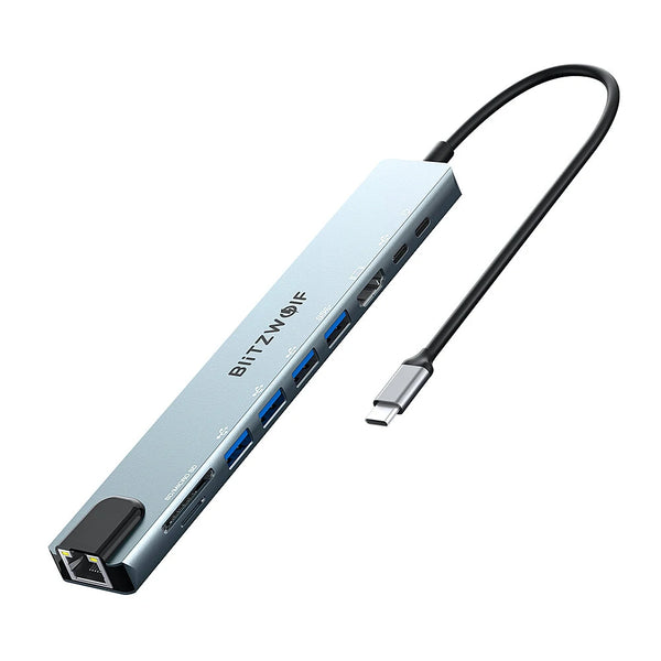 BlitzWolf BW-NEW TH5 10 in 1 USB Hubs with HD 4K@30Hz USB3.0 / USB2.0 / Type-C 2.0 / RJ45 Ethernet / 100W PD Charging / SD TF Card Slots Docking Station for Apple Huawei Laptops Macbook