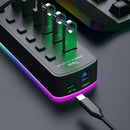 7 in 1 RGB USB3.0 Hub Docking Station with 5Gbps USB3.0*7 Multiports Splitter Adapter with Independent Switch for Phone Keyboard Mouse Printer MacBook Pro