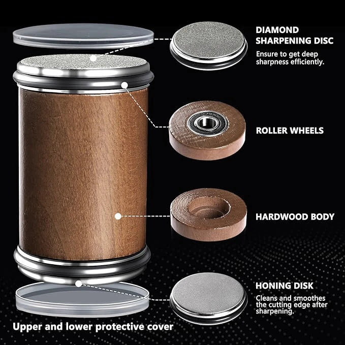 Newly Knife Sharpener Rolling Magnetic Knife Sharpener Kit Roller Edge Countertop Rolling Knife Sharpener Tool Two Sharpening Angles of 15 and 20 for Any Hardness Steel Makes Knife Sharpening