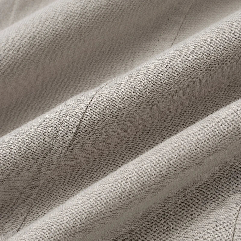 INCERUN Men Shirt Solid Color Long Sleeve Linen Shirts Mens Top V-neck Ethnic Casual Male Clothing