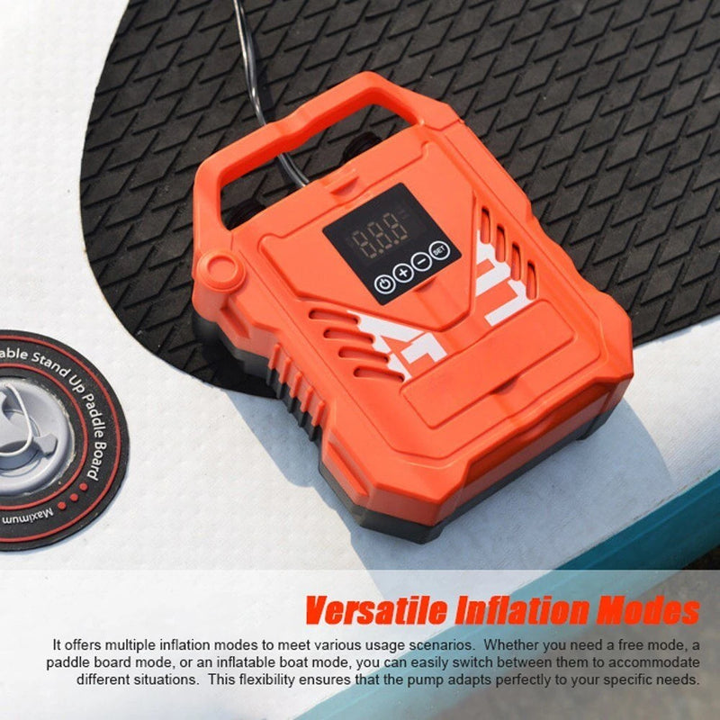 WaveRite 22PSI High Pressure Paddle Board Pump Portable 12V Car Electric Air Compressor Support Inflation/Deflation, 3 Working Modes Auto-Off Function with 7 Nozzles for Inflatable Boat Kayak Tent Pool Stand-up Paddle