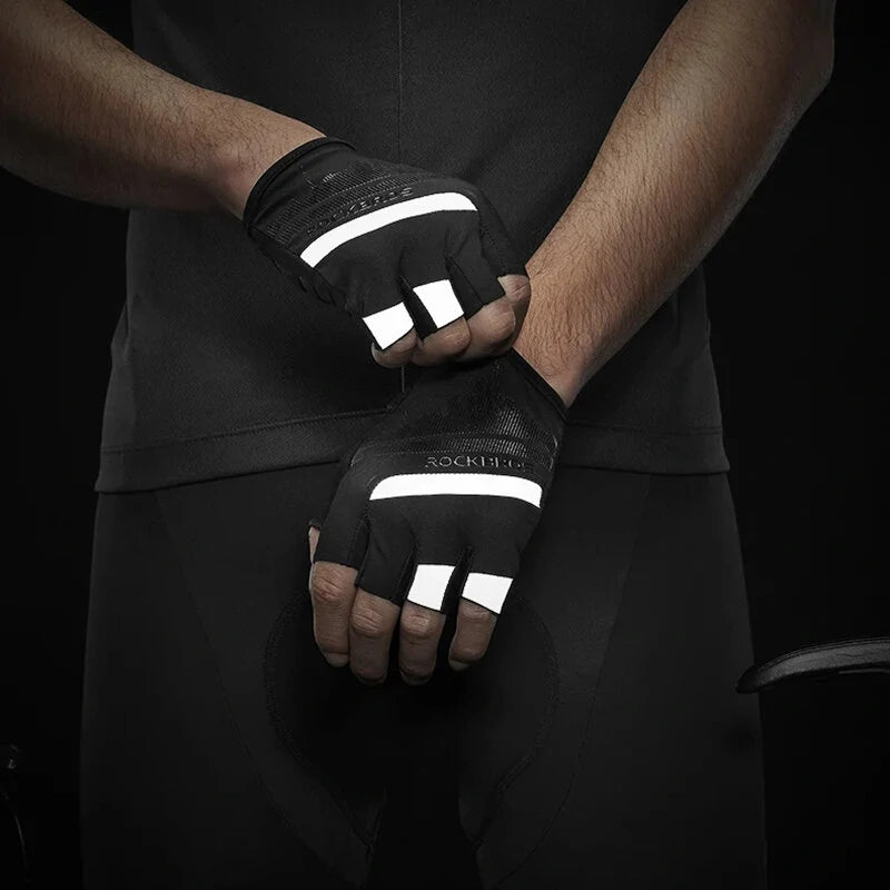 ROCKBROS Half Finger Cycling Gloves Shockproof Wear Resistant Breathable MTB Road Bicycle Gloves Men Women Sports Bike Equipment