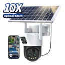 Guudgo 10x Optical Zoom Solar Security Camera Outdoor Dual-lens Wireless PTZ Full Color Night Vision Two-Way Talk Human Detection Waterproof Surveillance Camera